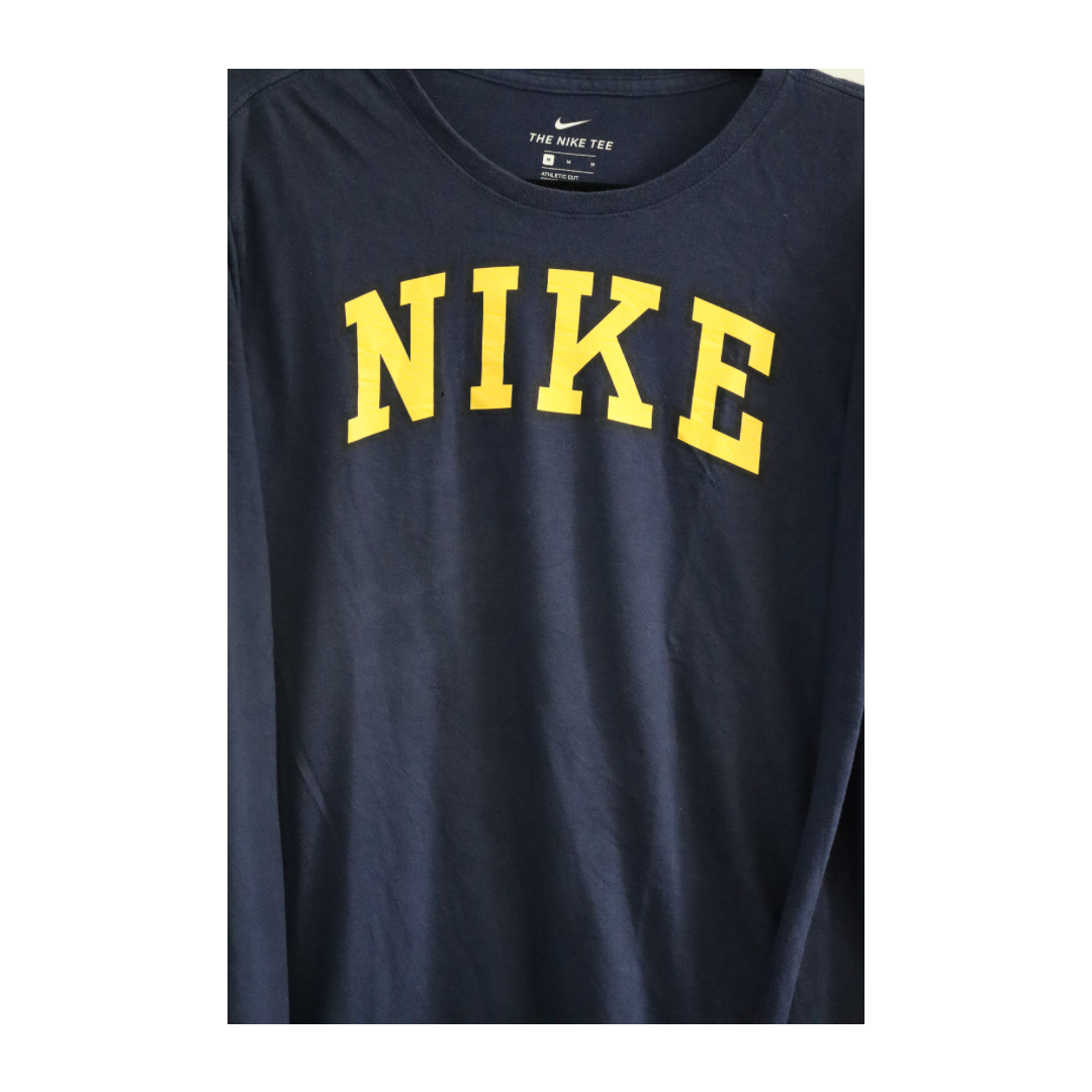 Nike dark blue long sleeve T-shirt with printed logo