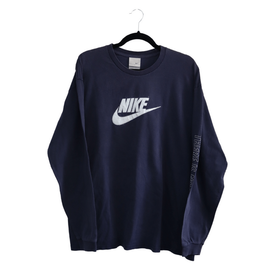 Nike blue long sleeve T-shirt with printed logo