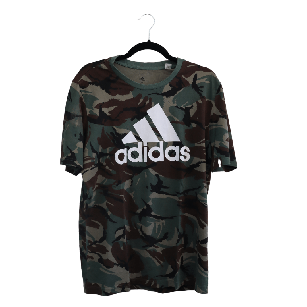 Adidas green camouflage T-shirt with printed logo