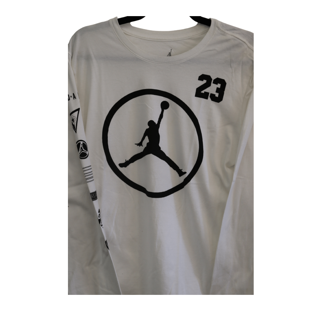 Nike Jordan White Long Sleeve T-shirt With Printed Logo