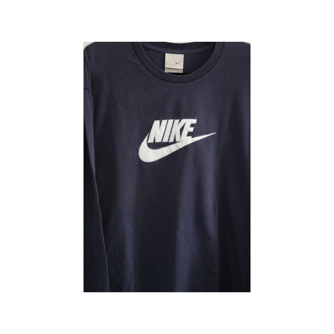 Nike blue long sleeve T-shirt with printed logo
